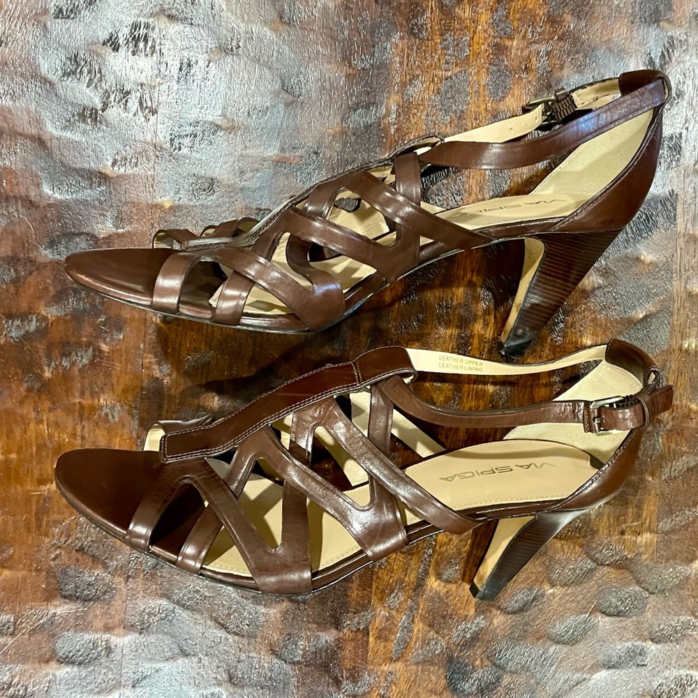 Via Spiga Brown Leather High Heel Pumps – Women’s Size 8.5
